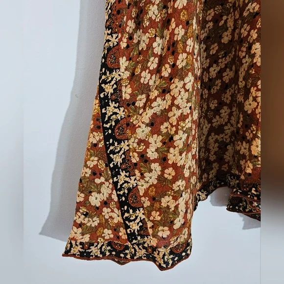 Free People East Willow Trapeze Slip Boho Mini Dress Bohemian Paisley Womens M - Picture 7 of 13